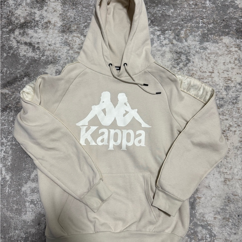 Kappa Men's Cream Crewneck Hoodie with White Logo